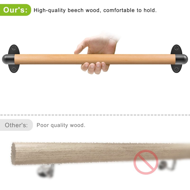 SELEWARE 36 Inch Wood Handrail Indoor Stairs Handrail Wall Mount