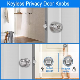 SPINMO Door Knob Modern Interior Design for Bathroom - Color Silver 1 Pack