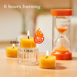 Ashlux Beeswax Tea Lights Candles 6 Pack, 6 Hours Clean Burn