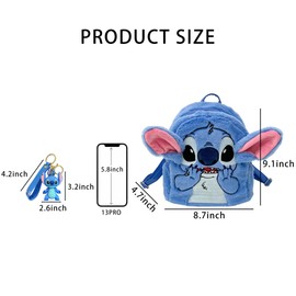 QOQXQOOH Cute Mini Plush Backpack for Women, 11 inch Furry Small Double Strap Shoulder Bag, Gift for Her (Blue)