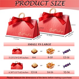 FAYEVIVI Gift Box -Small Treat Boxes, Party Favor Box, Wrap Boxes, Portable Thank You Gift Box, Candy Bag Bulk, with Ribbon and wooden ring Handle（20pcs Gradient Red，S