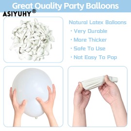 ASIYUHY White Balloons 100 Pack 12 Inch Thicken Latex White Helium balloon With 2 Rolls of Balloon Ribbon Romantic Balloon Party Decorations for Birthday Wedding Engagement Baby Shower Festival Decor Supplies