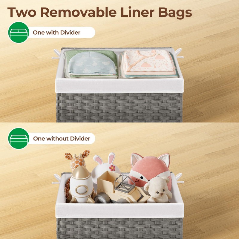 GREENSTELL Storage Basket with Lid, 17.2 Gallon(65L) Small Wicker Blanket