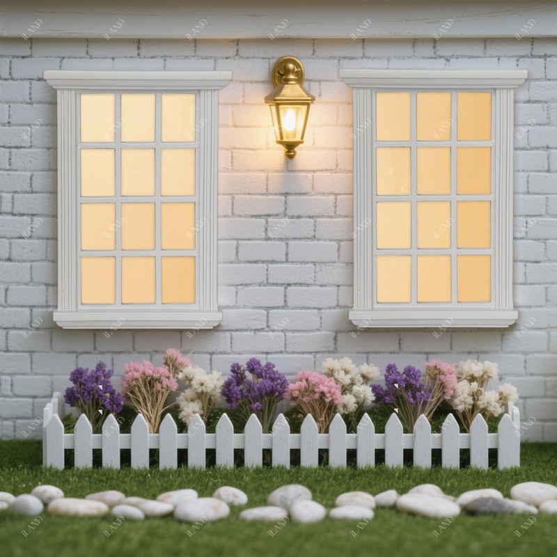 iLAND 1/12 Scale Accessories of Dollhouse Windows 2pcs White Solid