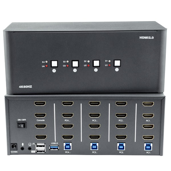 KVM Switch 4 Monitors 4 Computers,HDMI 4k@60Hz KVM Switch with