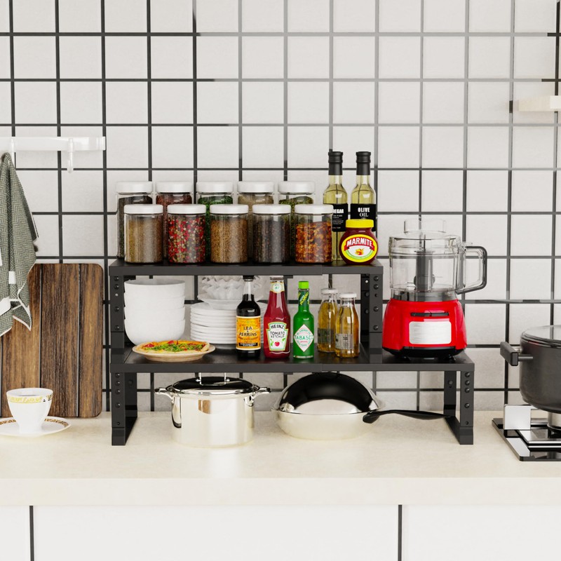 Jojocross Expandable Stackable Spice Rack Organizer for Kitchen Cabinet,Adjustable Counter