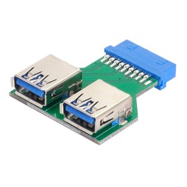 CY Dual USB 3.0 A Type Female to Motherboard 20/19 Pin Box Header Slot Adapter PCBA