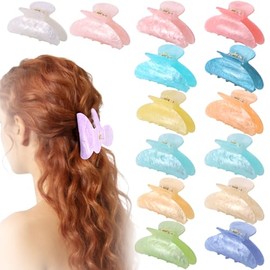 15 pinzas acrílicas para el cabello, bonitas, grandes, antideslizantes, con mordaza de sujeción, a granel para cabello grueso o fino, elegantes pasado
