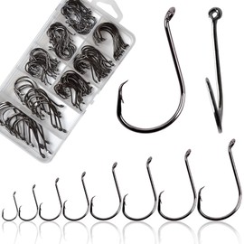 150pcs/box Circle Hooks 2X Strong Offset Octopus Catfish Bass Fishing Hooks High Carbon Steel Saltwater Customized Fishhook Sizes 1# 1/0 2/0 3/0 4/0 5/0 6/0 8/0