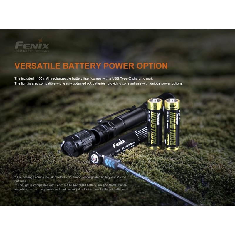 Fenix LD22 v2.0 AA Flashlight, 800 Lumen Rechargeable Penlight for