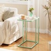 C Shaped Table,Glass Side End Table for Sofa,Tempered Glass Snack