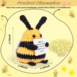 Maziky Funny Positive Bee Mini Crochet Bee with Positive Affirmations Cards for Inspirational Novelty Gifts and Party Decorations