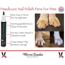 Warren London Pawdicure Dog Nail Polish Pens | Made in USA | Quick Dry, Low Odor, Non-Toxic Dog Accessories | Ideal for Dog Birthday, Dog Costume | 13 Colors | Neon Green
