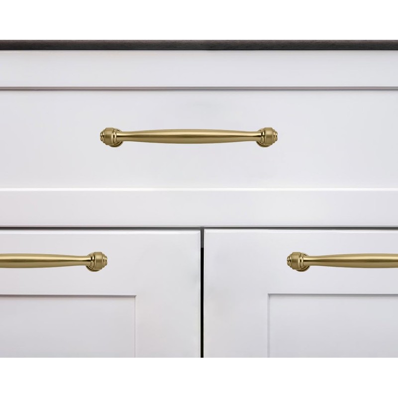 khtumeware 2 Pack 3-3/4 Inch(96mm) Brushed Brass Cabinet Pulls, Brushed