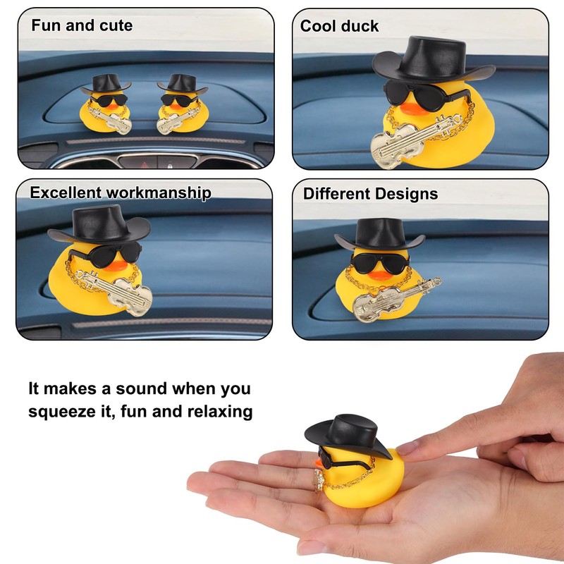 BOXOB Cool Duck Car Dashboard Decoration, Yellow Ducks with Sunglasses