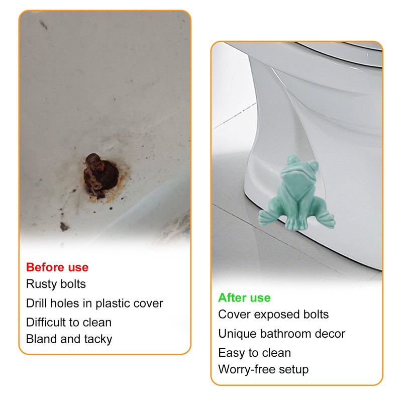 2 Pack Toilet Bolt Caps Decorative, Ceramic Frog Toilet Screw