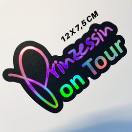 folien-zentrum - Prinzessin on Tour Oilslick Black 12 x 7.5 cm - High-Quality Car Tuning Sticker - OEM & JDM Car Sticker - Funny Sticker for Car - Car Sticker - Made in Germany