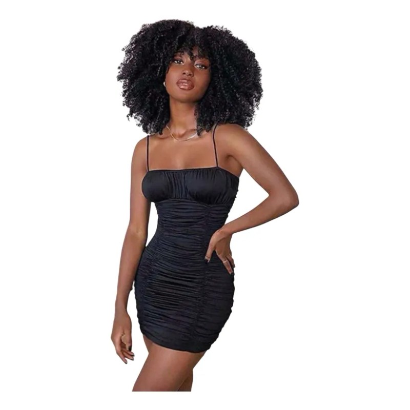 Peluca Afro Rizada Esponjosa, Larga, Fiesta Diaria / *qw