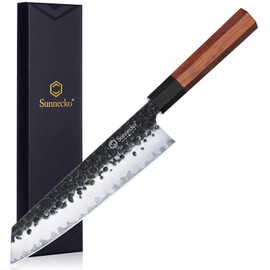 Sunnecko Japanese Chef Knife 8 Inch Chef Knife Wood Handle, Chefs Knife High Carbon Steel, Gyuto Knife 3-Layered 9CR18MOV