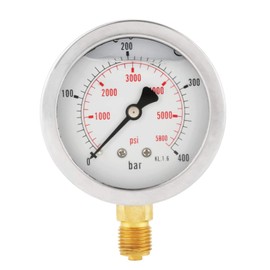 Niiyen Hydraulic Pressure Gauge with G1 / 4 Inch Thread Connection, Measuring Range 0-400 Bar / 0-5500 psi, A Great Pressure Gauge with Stable Performance