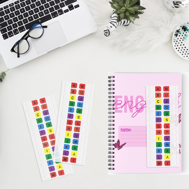 A-Z tabs Sticky Alphabet Tabs Colorful Self-Adhesive Letter Tabs Small