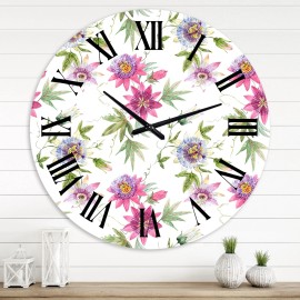 Designart 'Pink Passionflower Flowers' Traditional wall - 36 in. high, 36 In. Wide