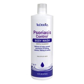 TriDerma Psoriasis Control Body Wash - Gentle 2% Salicylic Acid Cleanser, AP4 Aloe Vera Gel - Psoriasis Treatment Soothes Itching, Redness, Flaking - No Cortisone or Coal Tar - 16 oz