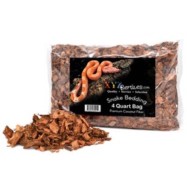 XYZReptiles Premium Coconut Fiber Substrate Snake Bedding Reptile Bedding Terrarium Bedding 4 Quart Bag