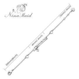 NinaMaid Mother's Day women's bracelet women's 925 sterling silver bracelet with engraving ‘I Love You Mom’ sparkling Zirconia Mother’s Day gift