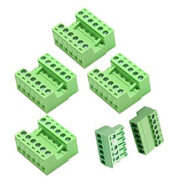 Pack of 5 300/330V 15EDGRK 3.81mm/0.15in Tilt PCB Mount Screw Pluggable Terminal Block Connector for 28-16AWG, 2/3/4/5/6 Pin (6 PIN)