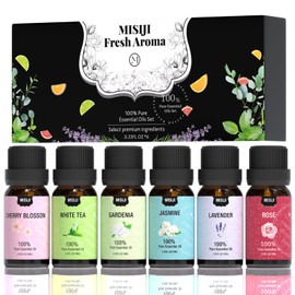 MISIJI Essential Oils Set- Essential Oils for Diffuser for Home,Diffuser Oils Scents for Aromatherapy,Laundry,Candle&Soap Making,Humidifiers 6 X 10 ML