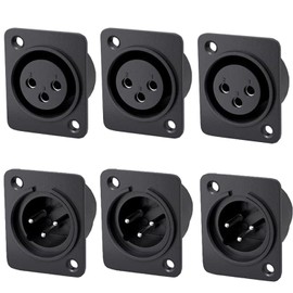 VISSQH 6 pieces XLR male/female, 3-pin XLR connectors, XLR solder connection, microphone audio jack, XLR 3-pin panel mount connectors, microphone cable connector, for microphone speaker