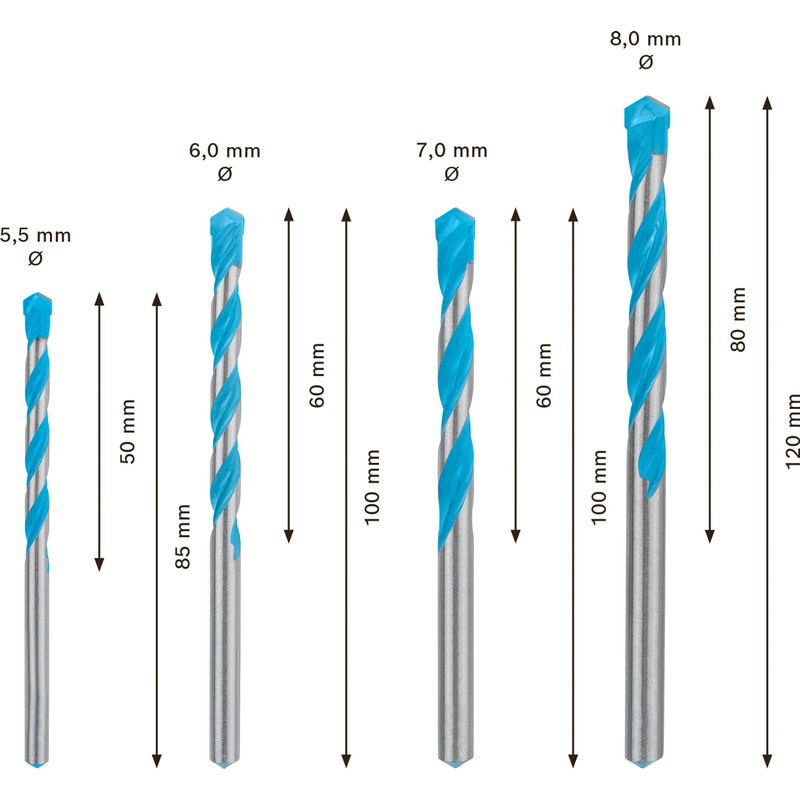 Bosch 4x EXPERT CYL-9 MultiConstruction Drill Bit Set (for Concrete,