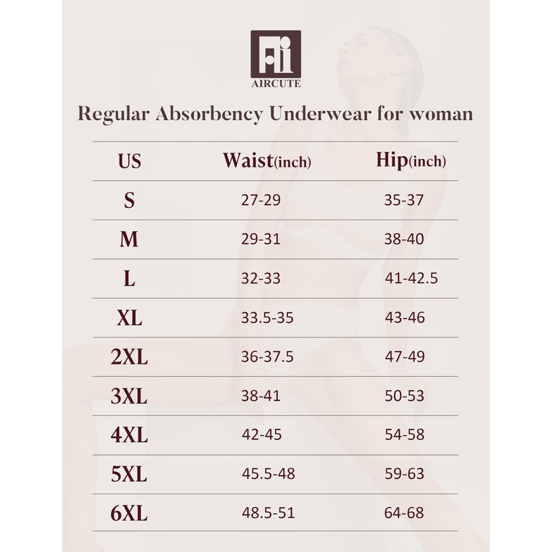 AIRCUTE Washable Urinary Incontinence Potective Underwear for Women Leak Proof