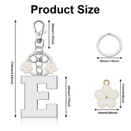 YaeYur Initial Monogram A-Z Keychains Initial Letter Keychain Flower Keychain Accessories Cute Flower keychains for Women Flower Pendant Key Ring for Purse Handbag Car Keys (Letter E)