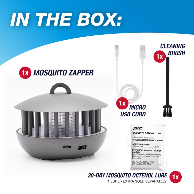 PIC PBZ 2-in-1 Portable Insect Zapper and Accent Light, Gray,