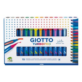 Giotto Turbo Pro Twin Tip Marker Pens - Round Shape - Assorted Colours (Pack of 15)