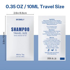BFZMSLY 200 Pack Travel Size Shampoo Packets Bulk (0.35oz, White Tea Scent) – Mini Individual Pack TSA Approved Toiletries for Guest Shampoo for Hotels, Airbnb, Travel & Hospitality