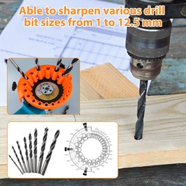 2 PCS Drill Bit Sharpener,Drill Sharpener for All Bits Angle Grinder Attachment for Grinding 2 to 13 Mm Drill Bits for 100 115 125mm Grinder (Orange and Yellow)