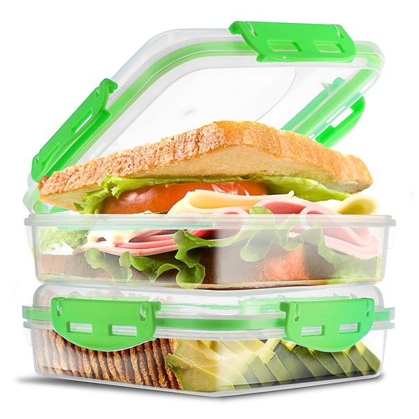 Tafura Sandwich Containers (2 Pack) Sandwich Box | Lunch Containers