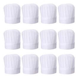 12 Pack Chef Hats for Kids, Disposable Chefs Hat Bulk DIY Kids Chef Cap for Baking, Cooking, Activity, Pizza Party White