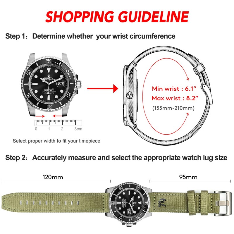 Hemsut Watch Band Watch Strap Soft Canvas Quick Release Watch