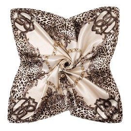 Women’s Silk Scarf Belt Pattern Large Square Satin Headscarf Headdress 35"