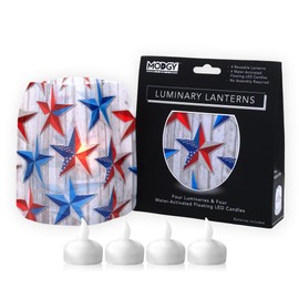 MODGY Luminary Lanterns Candle Holder Decorative Indoor Outdoor Decor, Lanterns for Wedding Centerpiece Decoration Outside Patio 4-Pack, with Flameless Floating LED Candles StarStruck