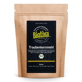 Traubenkernmehl Bio 1kg - Zum Backen als Mehlersatz - glutenfrei sojafrei laktosefrei - zertifizert und kontrolliert in Deutschland - Premium Bio Qualität - Biotiva