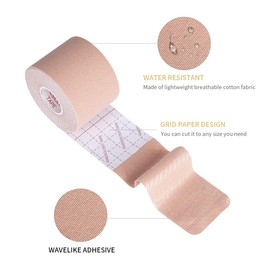 GSPCARE Kinesiology Tape, 5 m x 5 cm Kinesiotapes for Muscles for Training, Latex-Free Waterproof Physio Tape for Restoring Knee, Shoulder and Elbow (1 Roll, Skin Colour)
