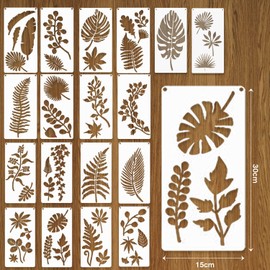 Stencils, Pack of 18 Leaves Stencils, Reusable Drawing Stencils, Plastic Painting Stencils, Reusable for Scrapbooking, Photo Album, DIY Gift Cards (Leaves)