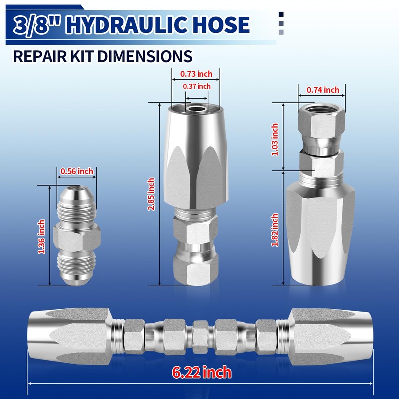Hydraulic Hose Repair Kit, 3/8'' Hydraulic Hose Field Repair Kit,
