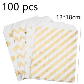 Candy Bar Decoration Accessory Set, Candy Bar Decoration Set, Candy Bar Garland Banner + 100 Pieces Gold Candy Bar Bags + 100 Pieces Sticker Candy Bar Accessories for Wedding Party Birthday Decoration