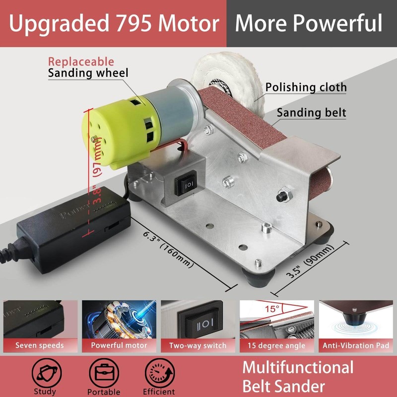 Electric Knife Sharpener, 7 Adjustable Speed Mini Belt Sander, 15